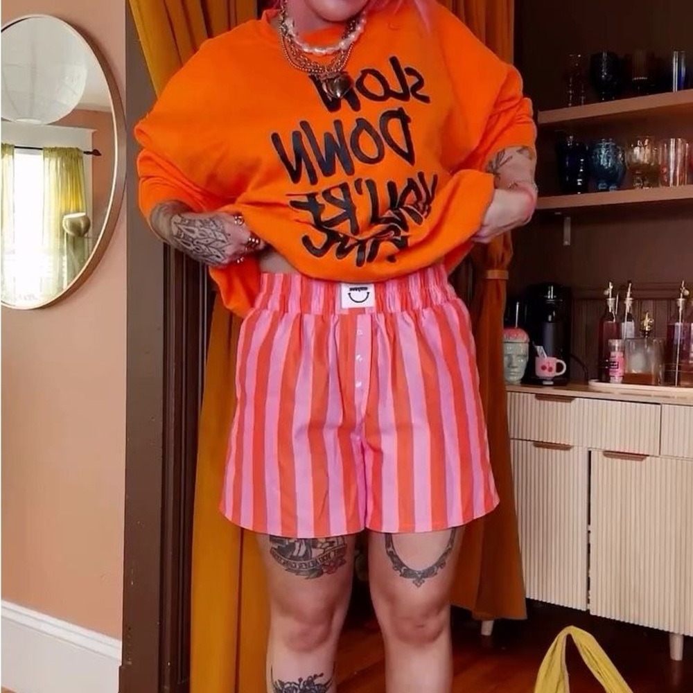 Emy Ave Striped Pink and Orange Shorts